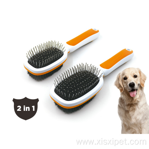 Double Side Pet Hair Grooming Pin Bristle Brush